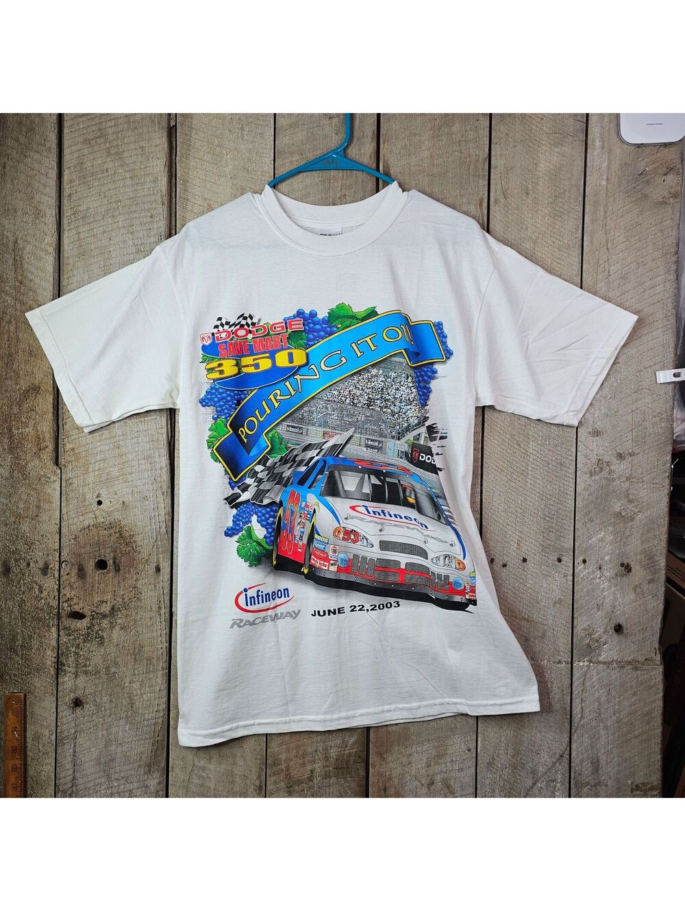 Vintage 2003 Dodge Save Mart 350 NASCAR T Shirt Medium White